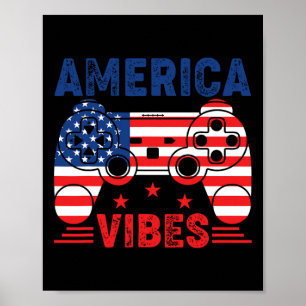 Poster Garçons 4 juillet Gamer America Vibes Enfants