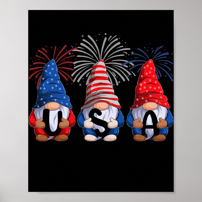 Poster Garçons 4 juillet Gnomes Patriotique Gnomes Americ (Devant)