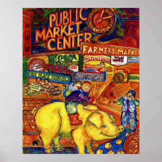 Poster Garçons À Cheval Cochon