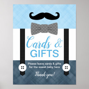 Poster Garçons baby shower cartes et cadeaux signe bleu m