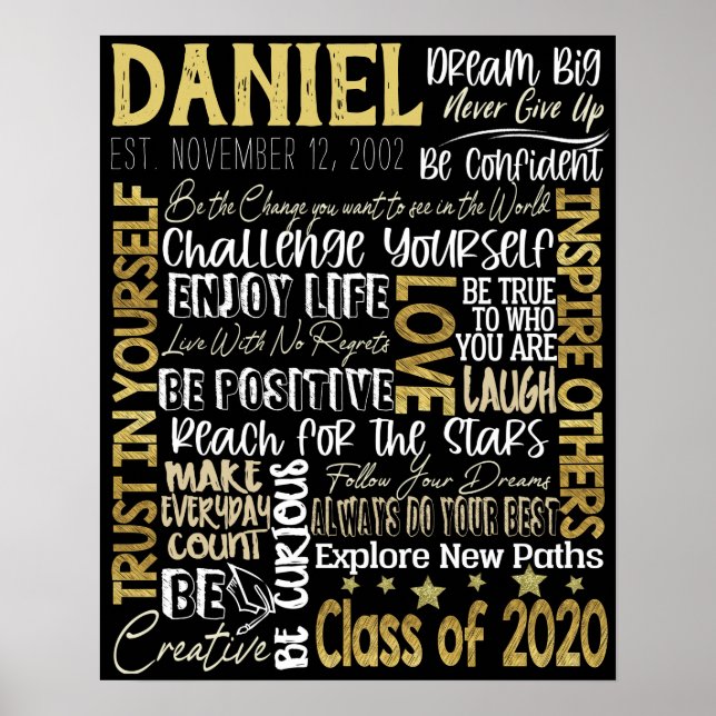 Poster Garçons cadeau de graduation, Classe de 2020 (Devant)