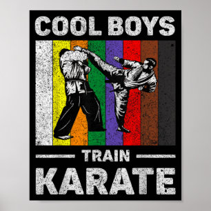 Poster Garçons cool s'entraînent au karaté Taekwondo vint