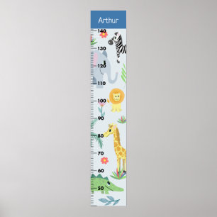 Poster Garçons Cute Safari Animaux Éléphant CM Croissance