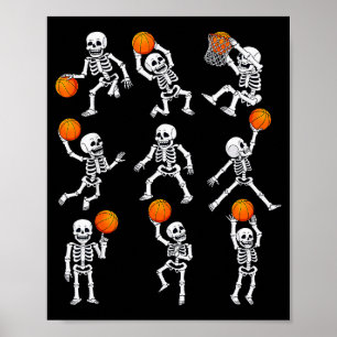 Poster Garçons de basketball d'Halloween squelettes dunki