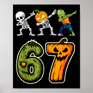 Poster Garçons de Halloween faisant le dab Six Seven 67 M