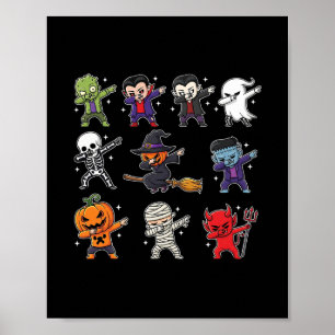 Poster Garçons de Halloween qui Dabbing Squelette Zombie