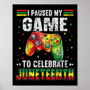 Poster Garçons drôles joueur Juneteenth enfants noirs jeu