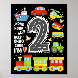 Poster Garçons Filles Enfants de 2 ans Transport pour 2e
