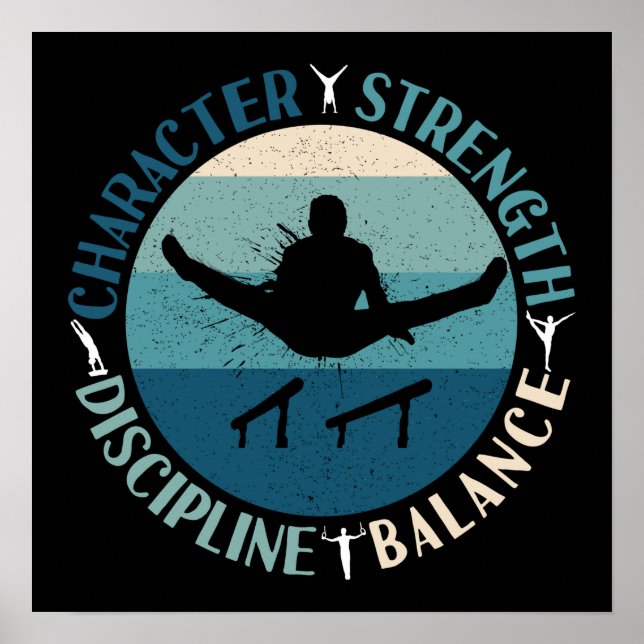 Poster Garçons Gymnastique Caractère Force Discipline (Devant)
