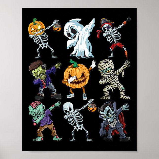 Poster Garçons Halloween Skeleton Jack-o'-lantern Zombie  (Devant)
