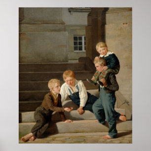 Poster Garçons jouant des matrices devant Christiansborg
