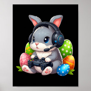 Poster Garçons Joyeuses Pâques Lapin Œuf Jeu Vidéo Enfant