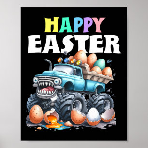 Poster Garçons Joyeuses Pâques Monster Truck Œufs de Pâqu