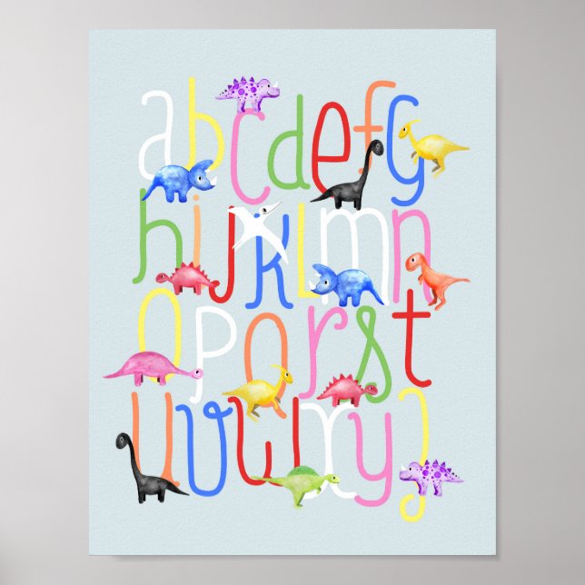Poster Garçons Mignons Dinosaur Pépinière ABC Alphabet En (Devant)