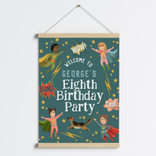 Poster Garçons Moderne Superhero Anniversaire de enfant A