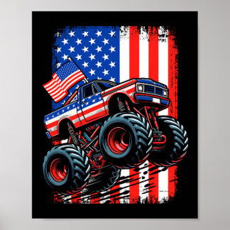 Poster Garçons Monster Truck Drapeau Usa Monster Truck 4
