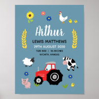 Garçons Rustic Cute Farm Birth Statistiques Baby N