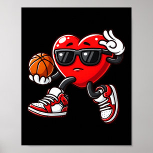 Poster Garçons Toddler Coeur mignon Jouer Basket-ball Val