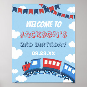 Poster Garçons Train Chugga Deux Drapeaux Bleu Rouge Blan