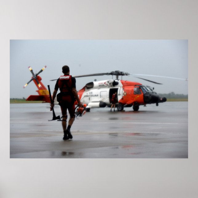 Poster Garde côtière Secourir nageur et MH-60 Jayhawk (Devant)