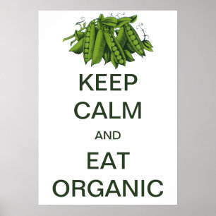 Poster Garde Vintage Calme et Mange Pois Biologiques