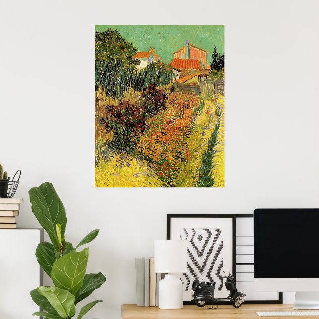 Poster Garden Behind a House par Vincent van Gogh (Bureau à domicile)