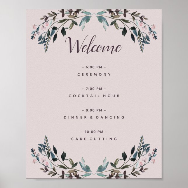 Poster Garden Crest Mauve Purple Floral Wedding Programme (Devant)