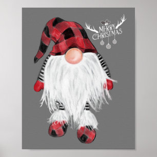 Poster Garden Gnome Joyeux Noël Buffalo Rouge Plaid Paj