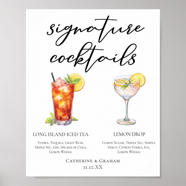 Poster Garden Wedding Signature Cocktails Menu (Devant)