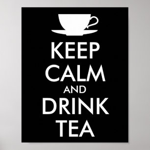 Poster GARDER CALME et BOIRE THÉ - tasse de thé