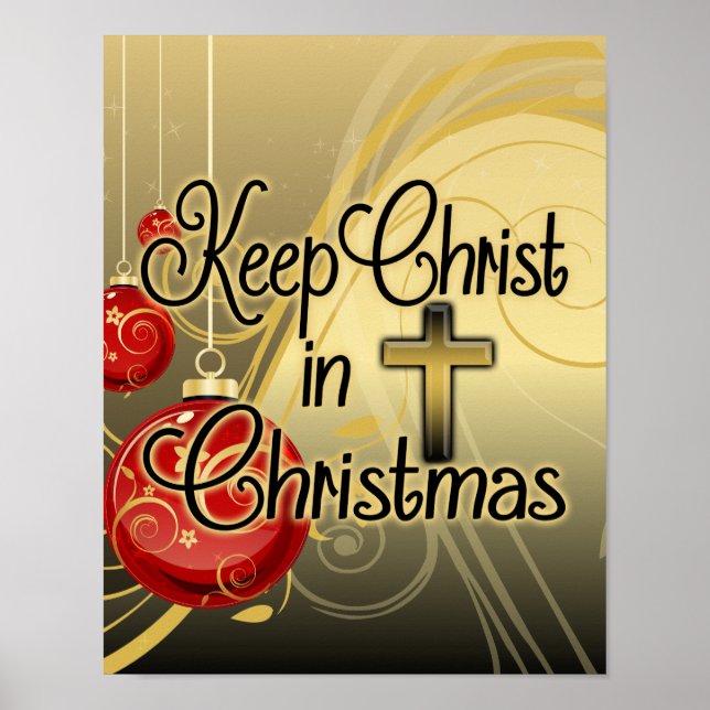Poster Garder le Christ à Noël, Gold/Red Christian (Devant)