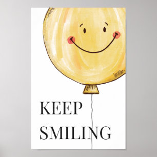Poster Garder souriant Jaune mignon Balloon sourire heure