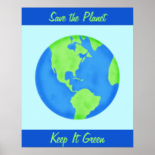 Poster Garder Vert Économiser La Terre Environnement Mur 