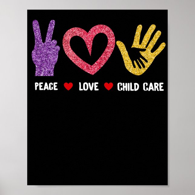 Poster Garderie Garde d'enfants Peace Love Garde d'enfant (Devant)