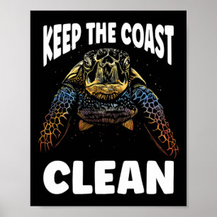 Poster Gardez La Côte Propre Ne Polluez Pas Le Littoral