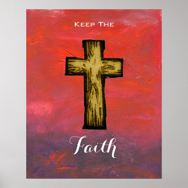 Poster Gardez la foi Croix en bois Espérance et inspirati (Devant)