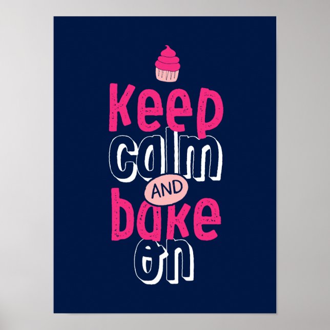 Poster Gardez Le Bake Calme Sur L'Affiche Cute Cupcake Ba (Devant)