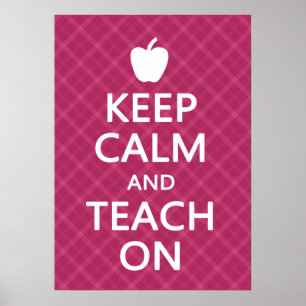 Poster Gardez le calme et Enseignez, Plaid rose