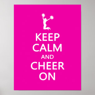 Poster Gardez le calme et la joie, rose Pom-pom girl