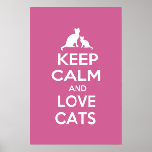 Poster Gardez le calme et l'amour chats