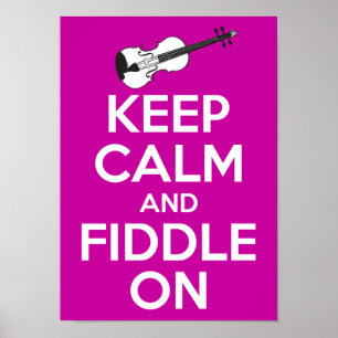 Poster Gardez le calme et le calme sur (Fuschia Pink)