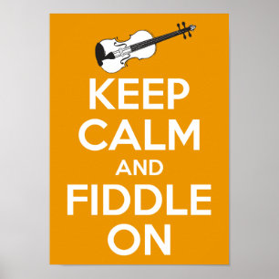 Poster Gardez le calme et le violon sur (l'orange)