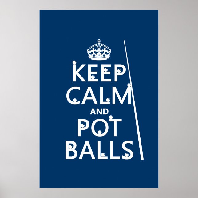 Poster Gardez le calme et les balles de pot (billard/bill (Devant)