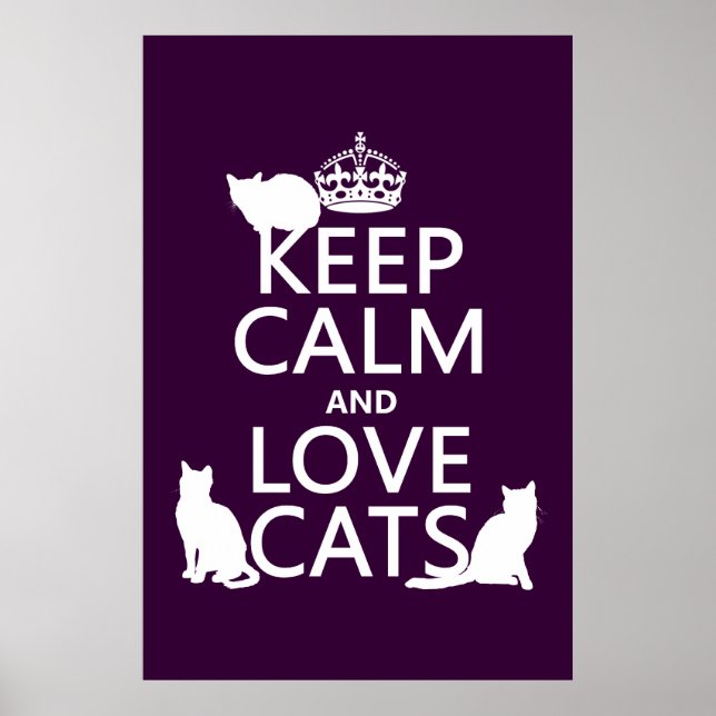 Poster Gardez le calme et les chats d'amour (en toute cou (Devant)