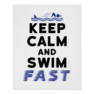 Poster Gardez le calme et nager Fin de requin amusant rap