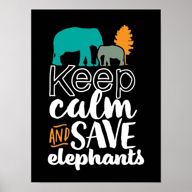 Poster Gardez le calme Sauvez les éléphants Volontaire Am (Devant)