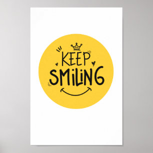 Poster Gardez le sourire jaune mignon Sourire Citation in