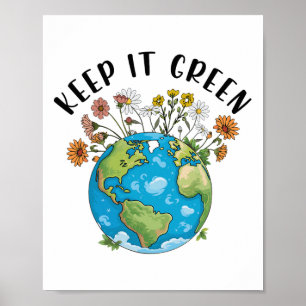 Poster Gardez-Le Vert Jour des terres Mignonne Enseignant