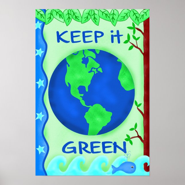 Poster Gardez-le vert Planète Terre Environnement Éco (Devant)