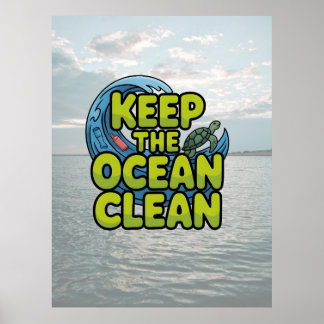 Poster Gardez l'océan propre Sensibilisation aux tortues